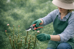 Photo r aliste d une personne qui taille des rosie (2)